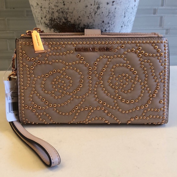 adele rose studded leather smartphone wallet